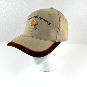 Vtg Annco Cleveland Browns Hat Mens OSFM Khaki Tan Embroidered Corduroy Brim
